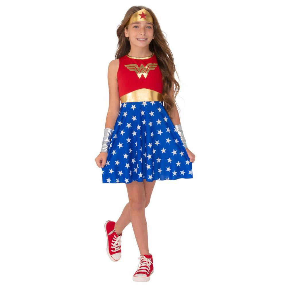Wonder Woman Tutu Dress Costume for Kids with Tiara and Gauntlets