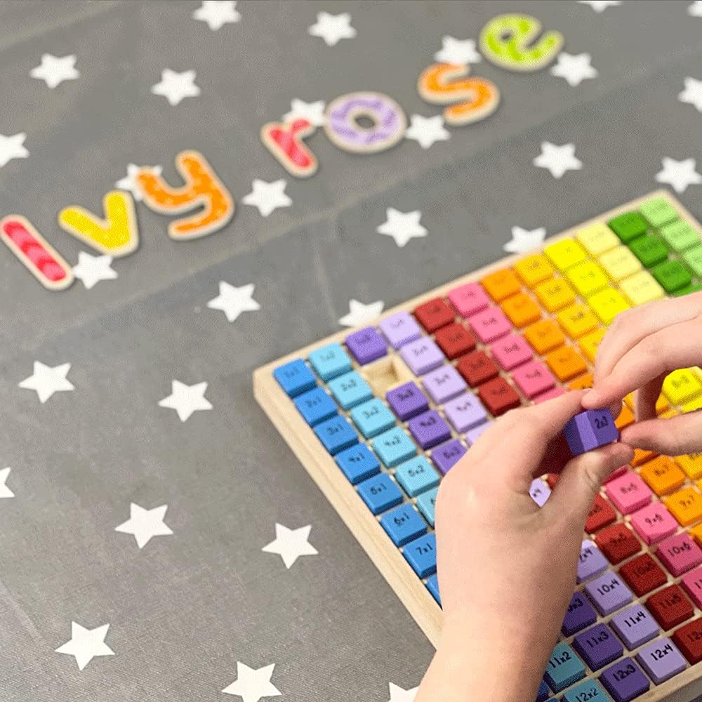 Bigjigs Toys Educational Wooden Times Table Math Learning Tray for Kids