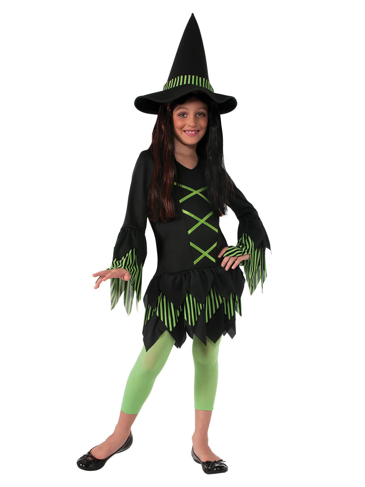 Rubie’s Wicked Witch Costume for Kids – Dress with Hat, Black &amp; Green Colour