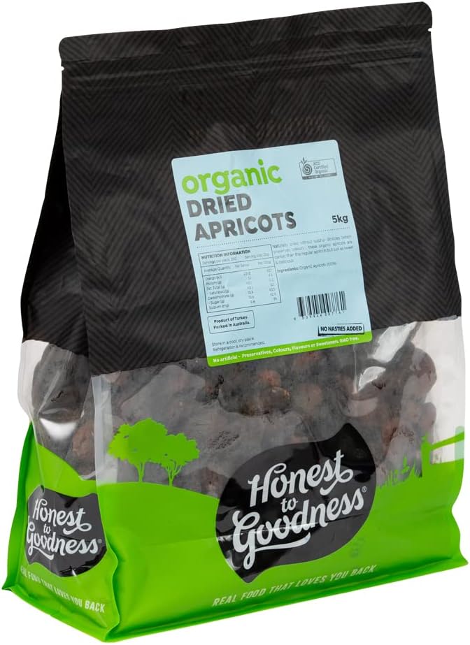 Honest to Goodness Organic Dried Apricots – 5 kg, Naturally Sun-Dried, GMO-Free, Vegan