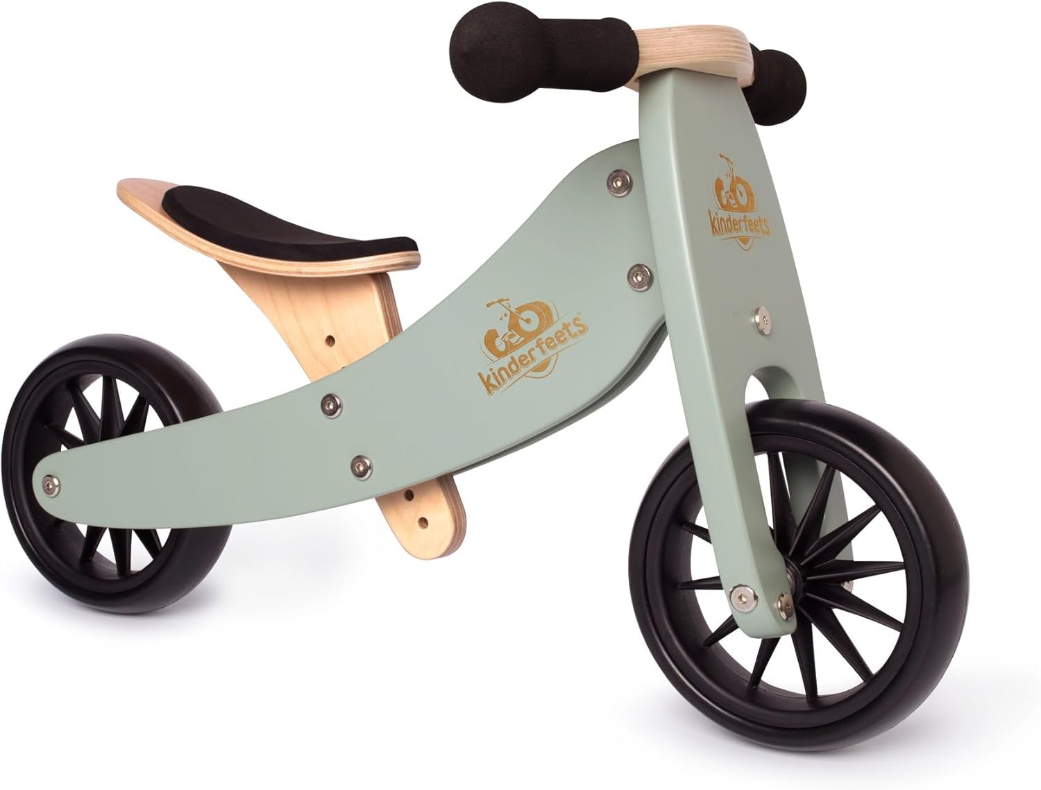 Kinderfeets Tiny Tot Plus 2 in 1 Balance Bike & Trike for Toddlers Silver Sage