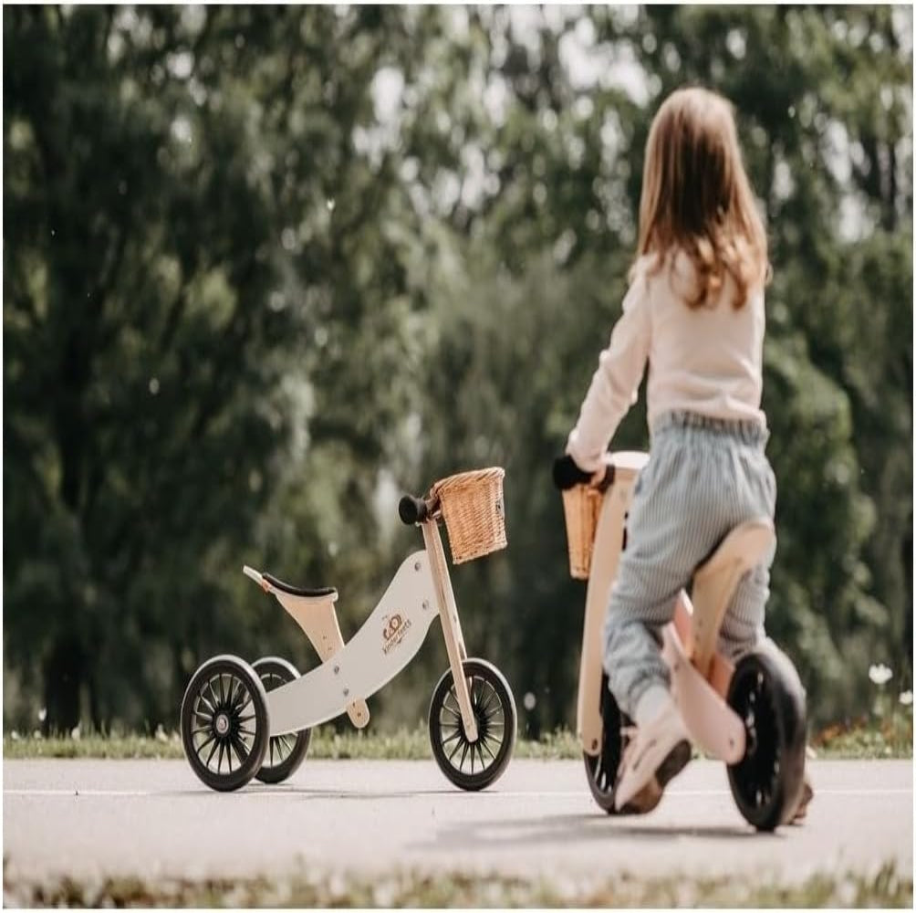 Kinderfeets Tiny Tot Plus 2 in 1 Balance Bike and Trike for Toddlers White