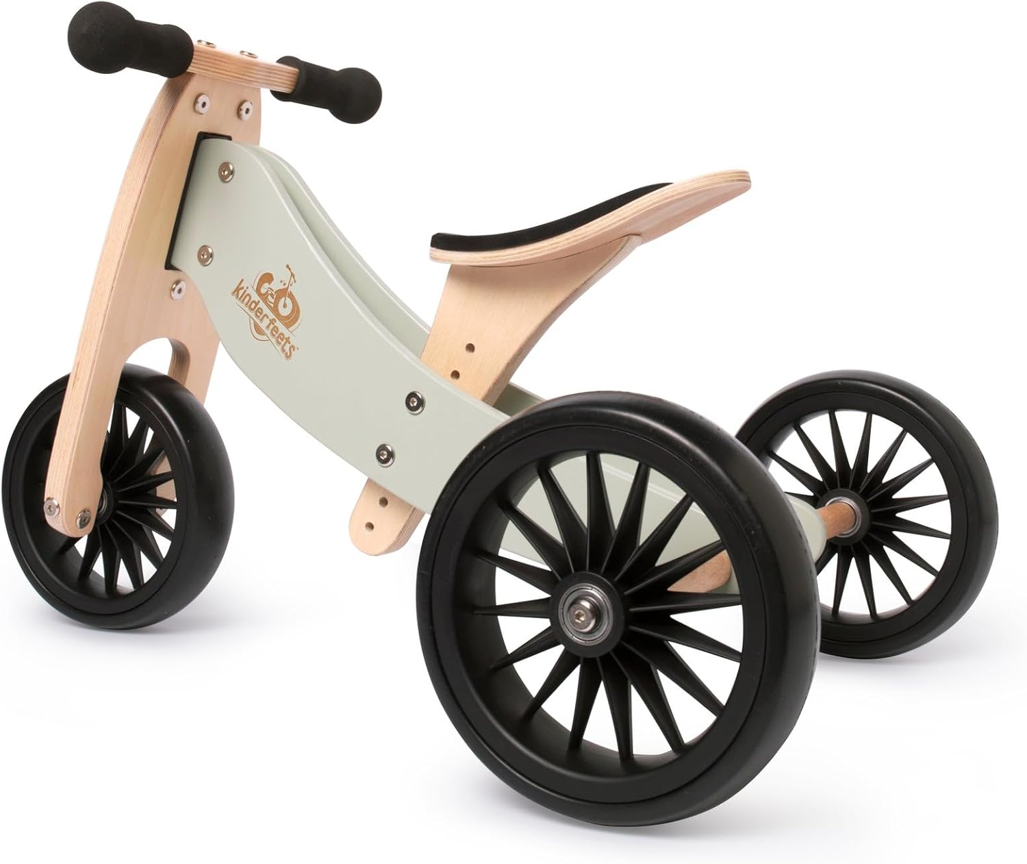 Kinderfeets Tiny Tot Plus 2 in 1 Balance Bike & Trike for Toddlers Silver Sage