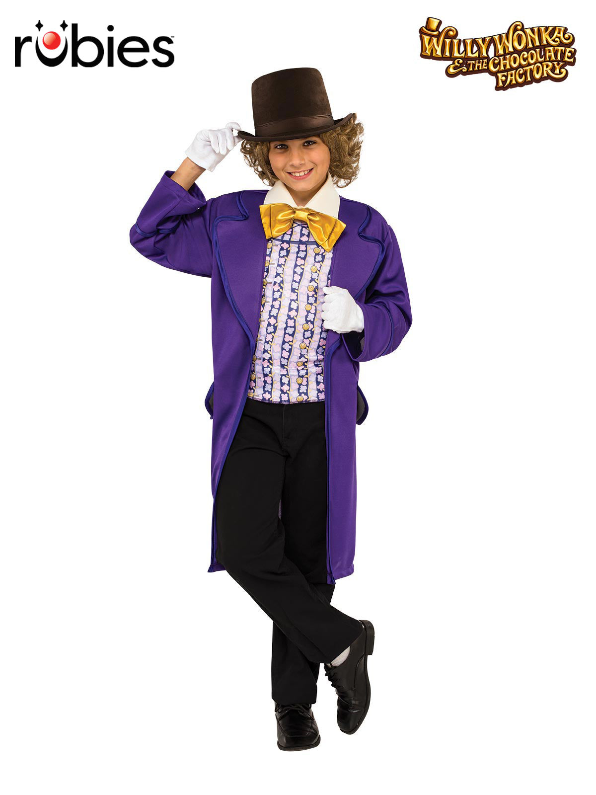 Willy Wonka Deluxe Kids Costume with Hat & Golden Ticket