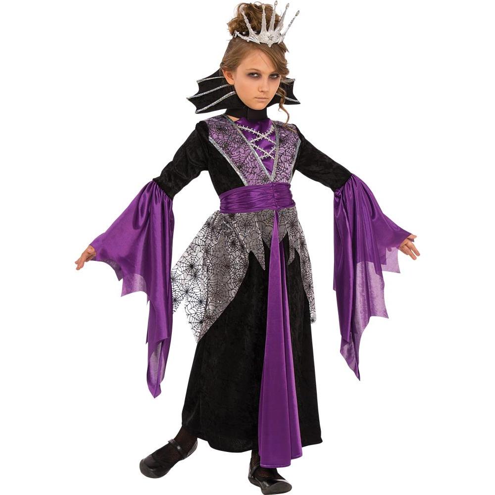 Queen Vampire Costume Child Girls Halloween Dress with Tiara and Collar