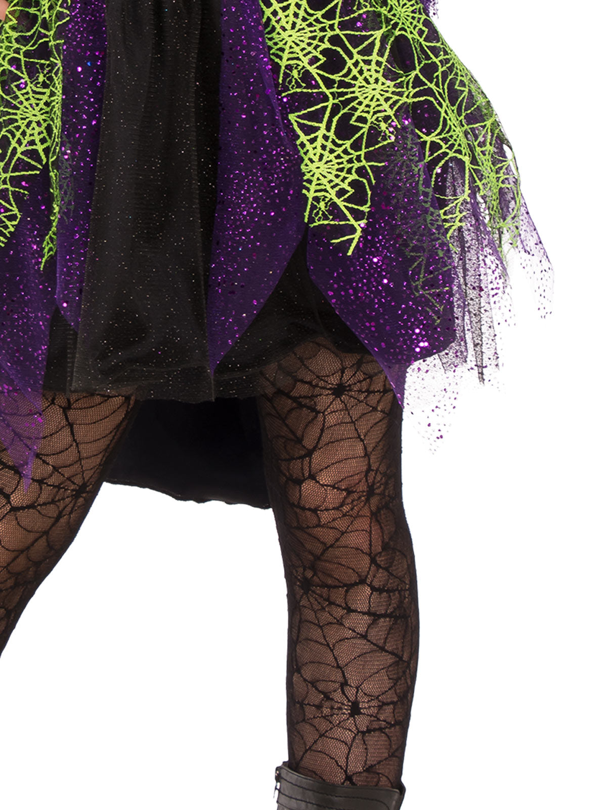 Midnight Witch Costume Teen Girls Halloween Dress with Hat and Striped Gauntlets