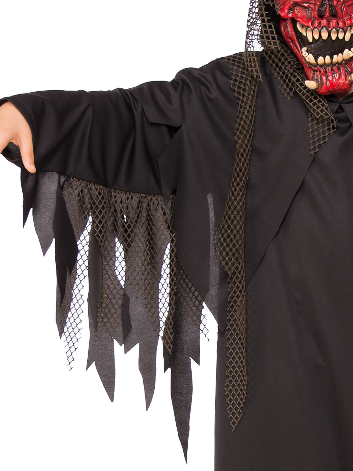 Hell Raiser Kids Costume with Jagged Robe and Textured Demon Face Mask
