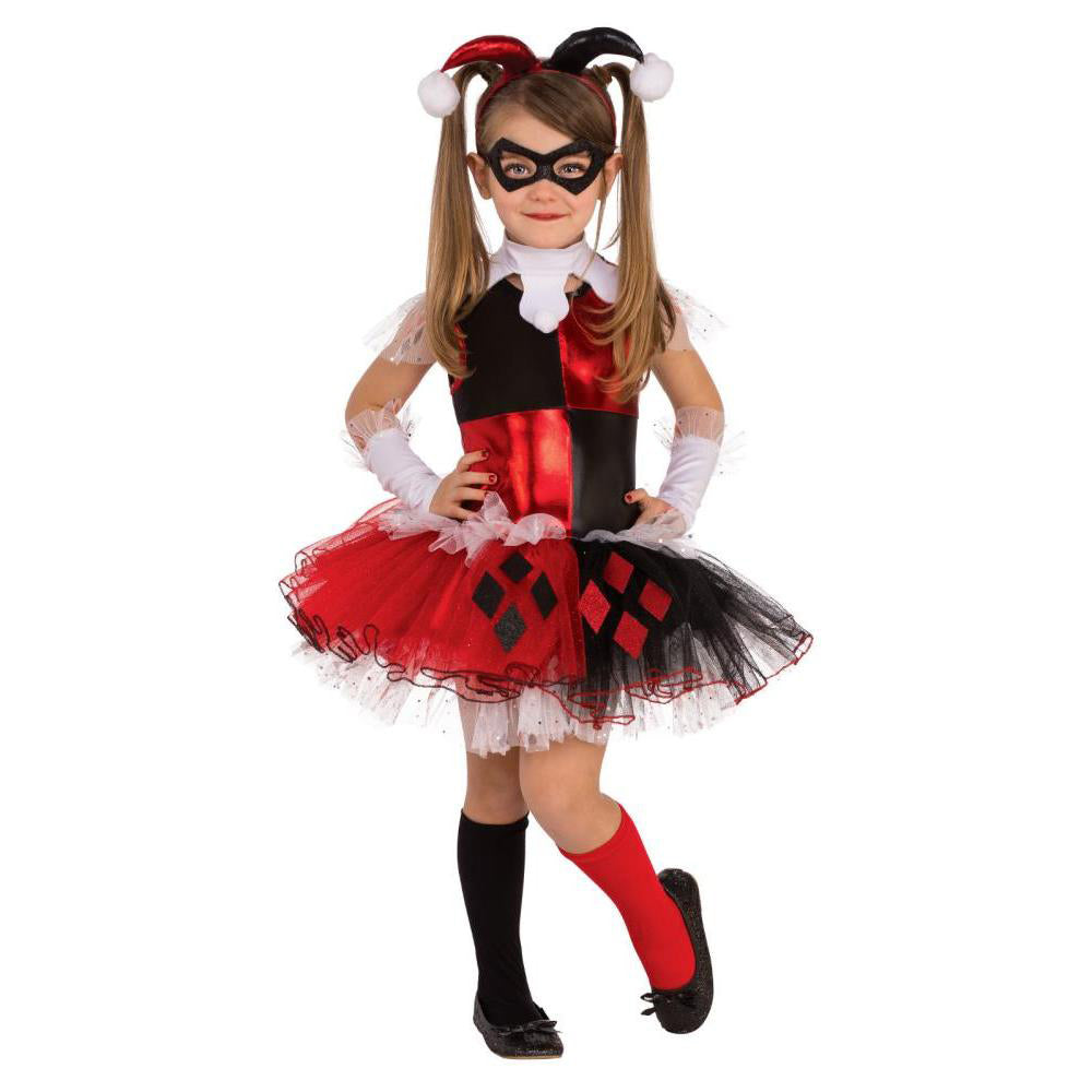 Harley Quinn Deluxe Costume for Kids – Dress, Collar, Headband, Gloves and Eye Mask
