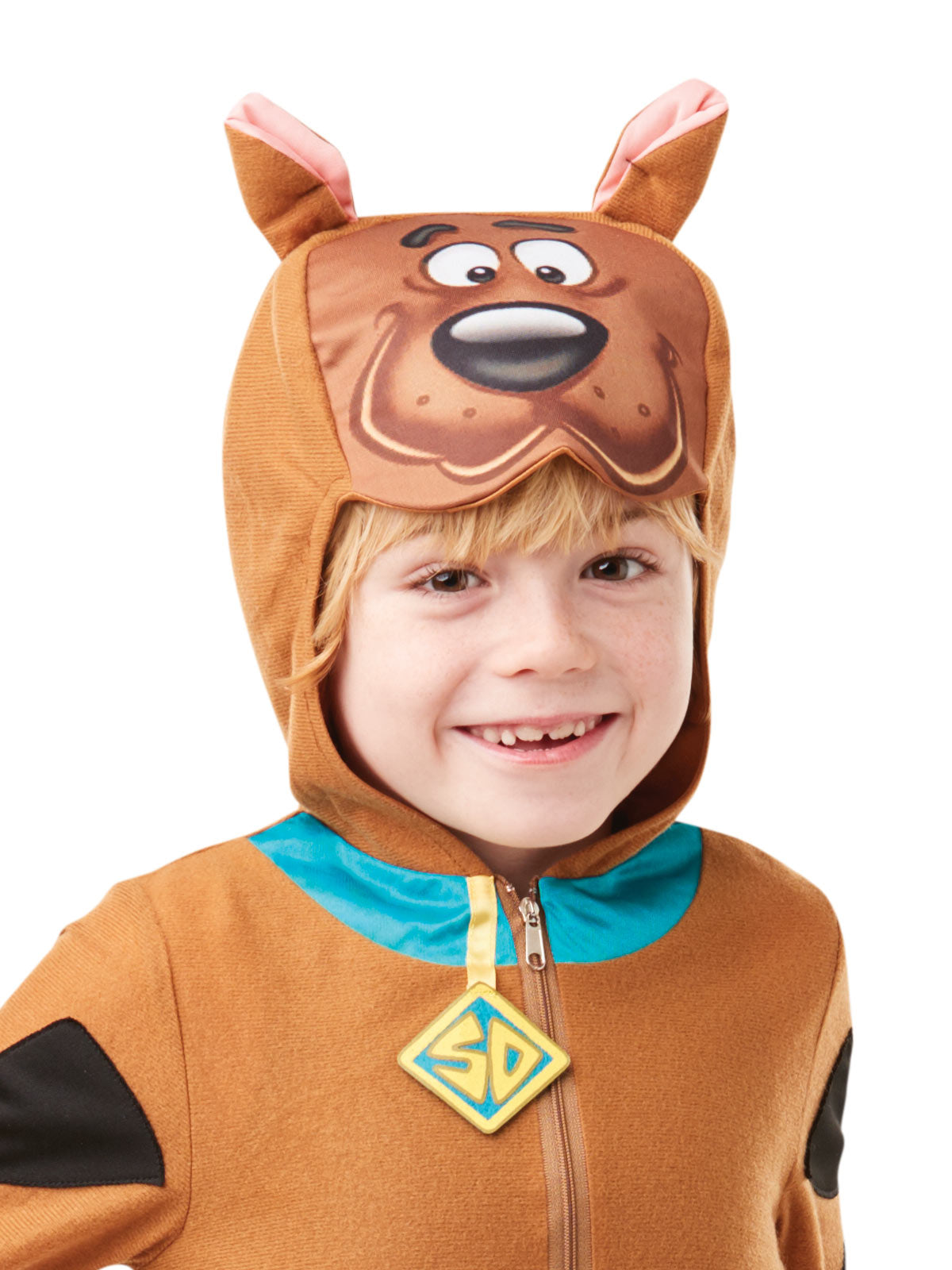 Scooby Doo Costume for Kids Hooded Jumpsuit Tail Collar Tag