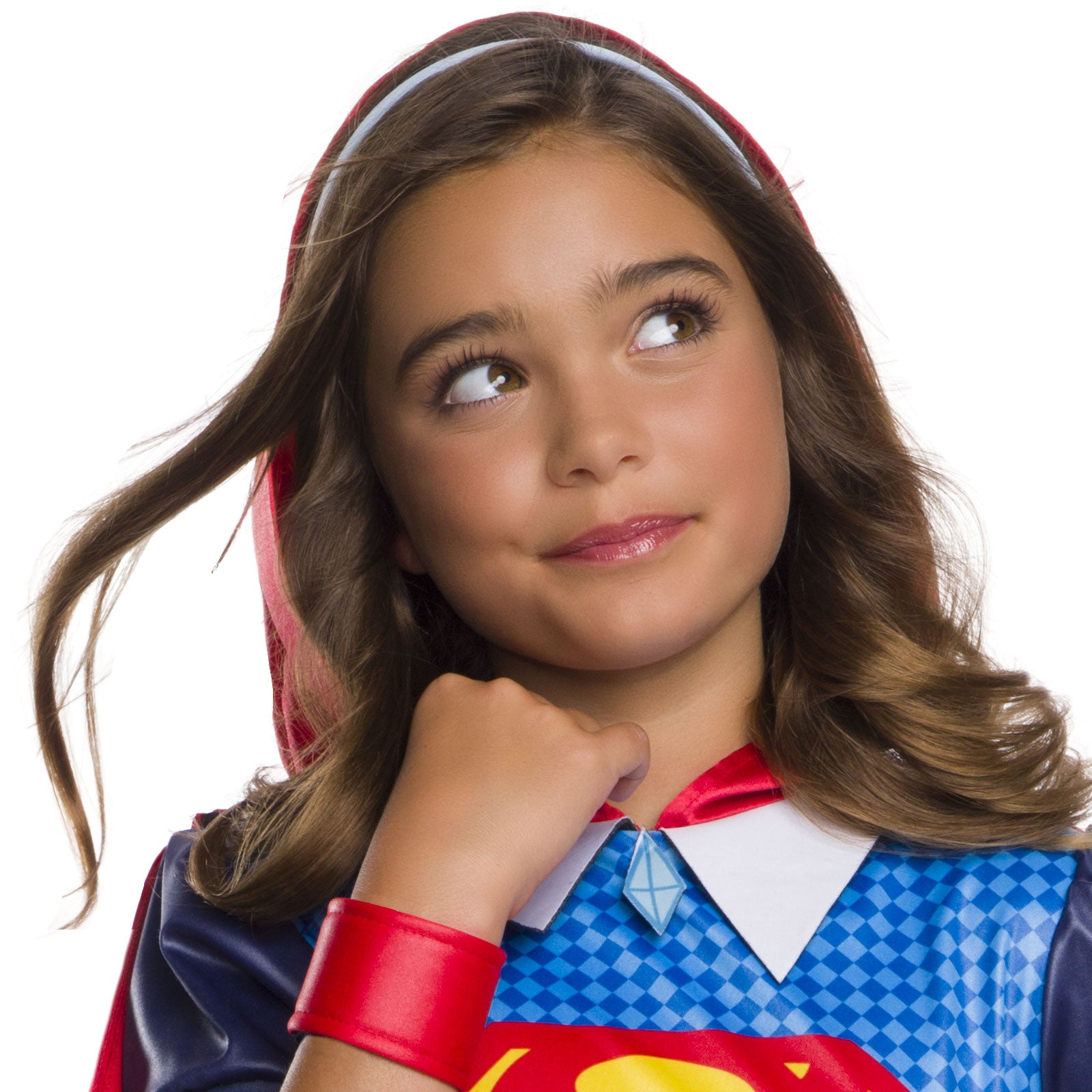 Supergirl Hoodie Costume for Kids Dress with Cape Belt Headband Cuffs
