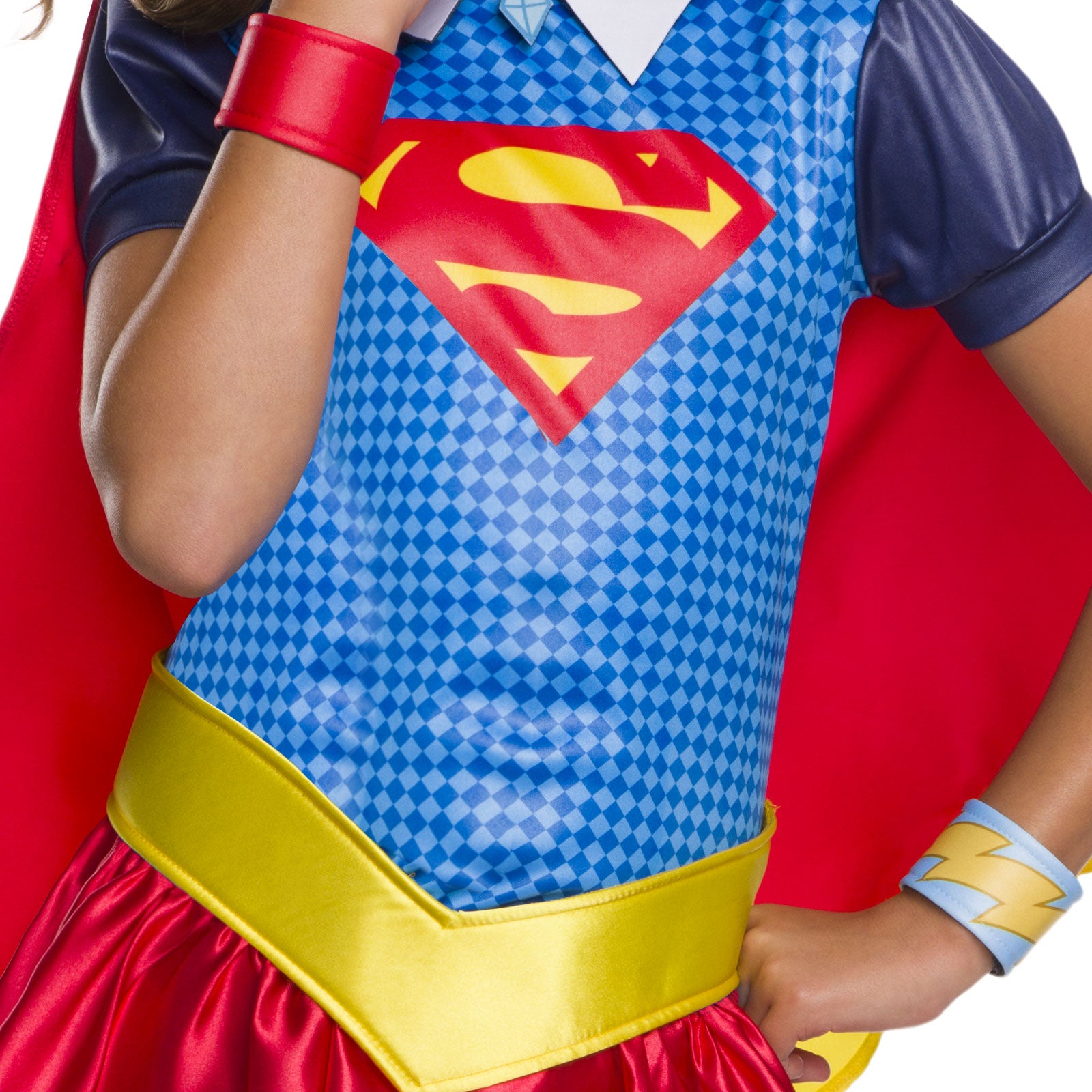 Supergirl Hoodie Costume for Kids Dress with Cape Belt Headband Cuffs