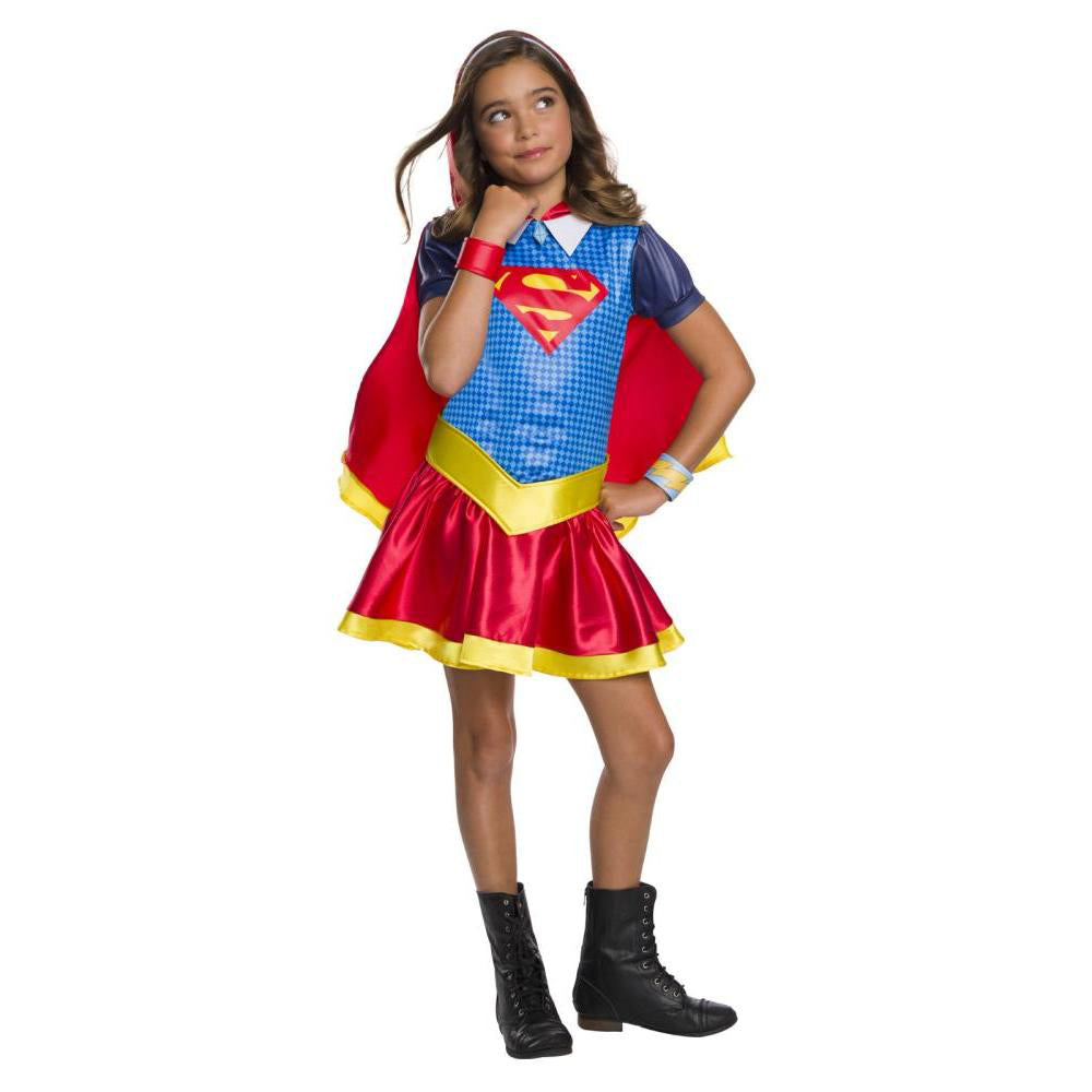 Supergirl Hoodie Costume for Kids Dress with Cape Belt Headband Cuffs