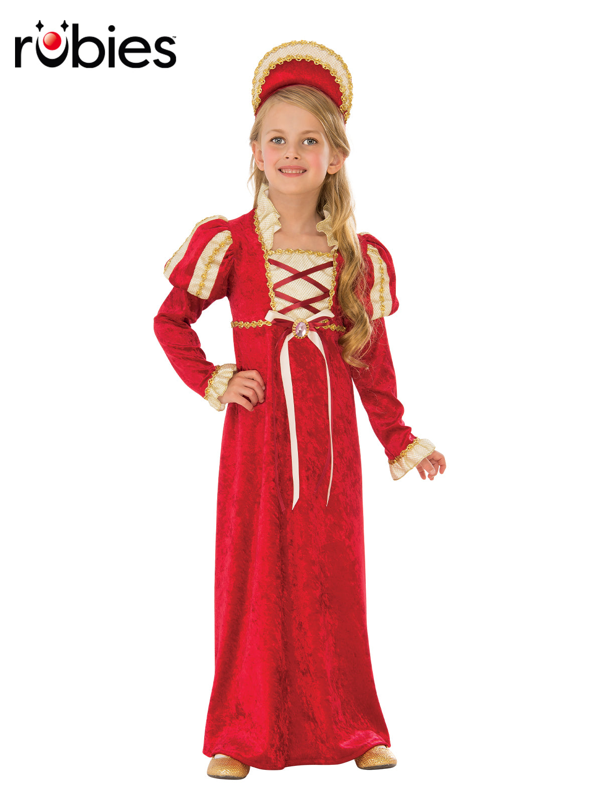 Medieval Princess Child Costume Renaissance Dress with Sleeves and Tiara