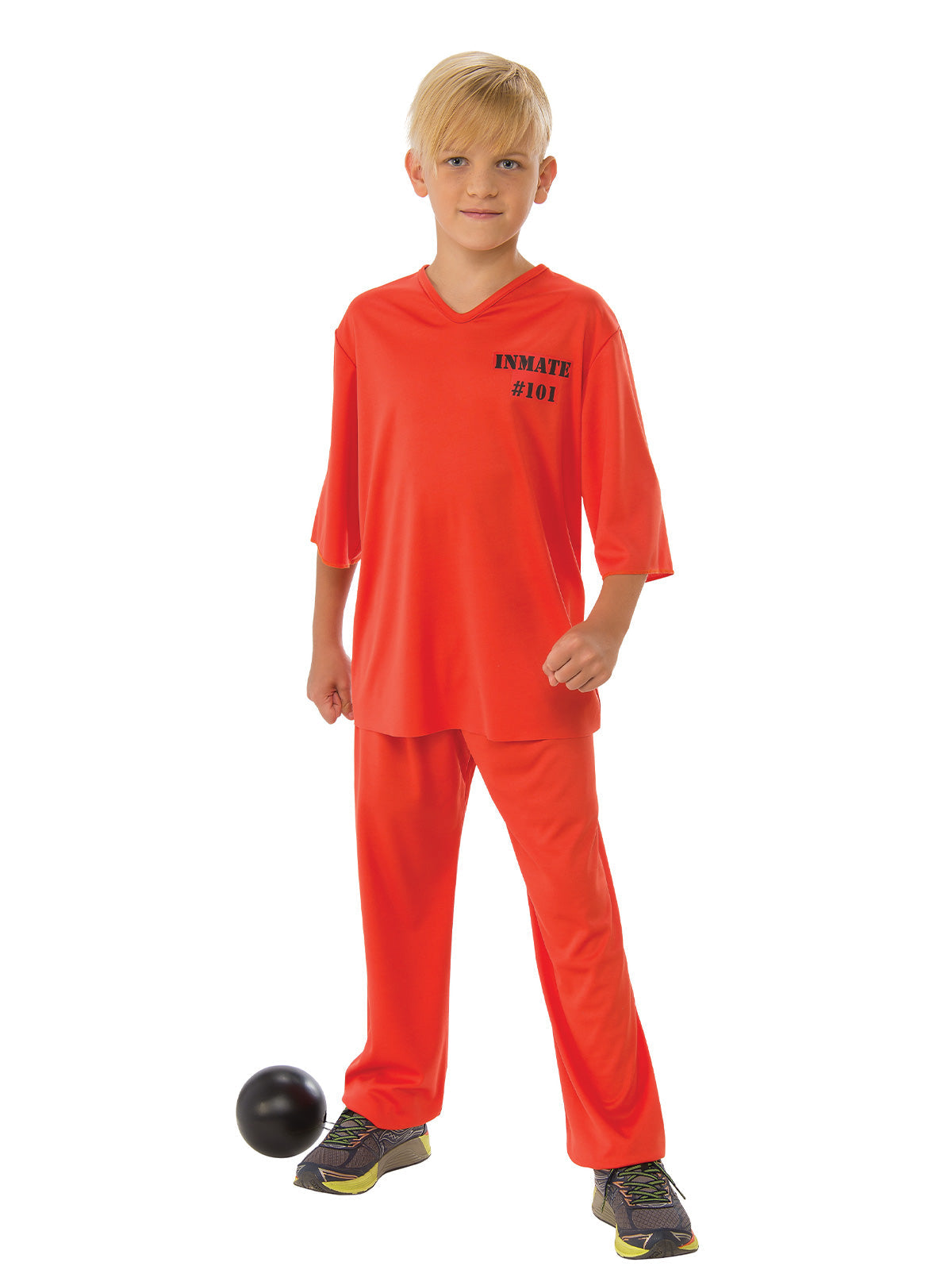 Inmate 101 Costume for Kids with Orange Top and Elastic Waist Pants