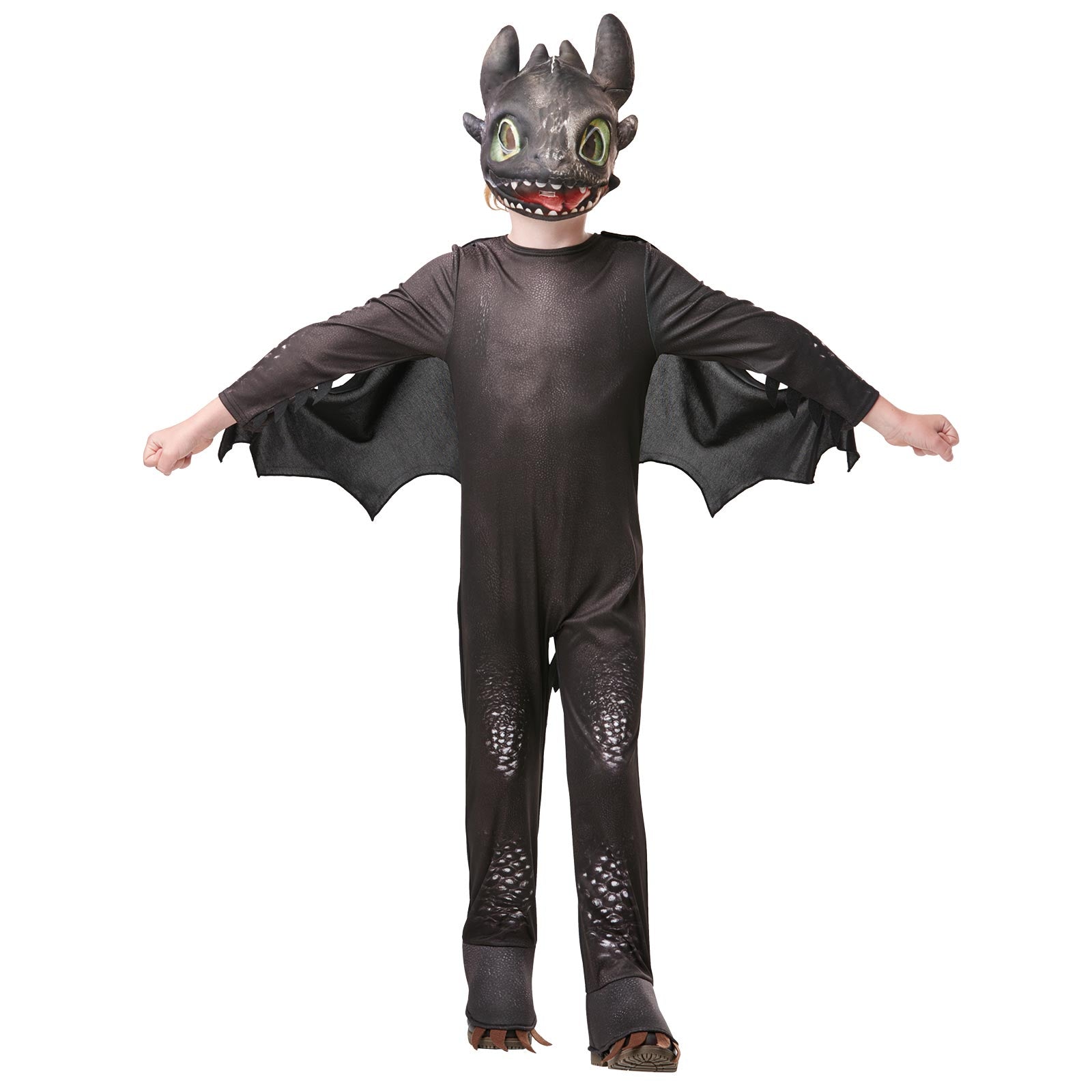 Toothless Costume for Kids Night Fury Deluxe Jumpsuit with Wings and Mask
