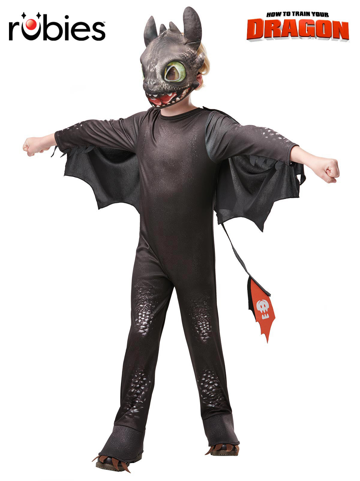 Toothless Costume for Kids Night Fury Deluxe Jumpsuit with Wings and Mask