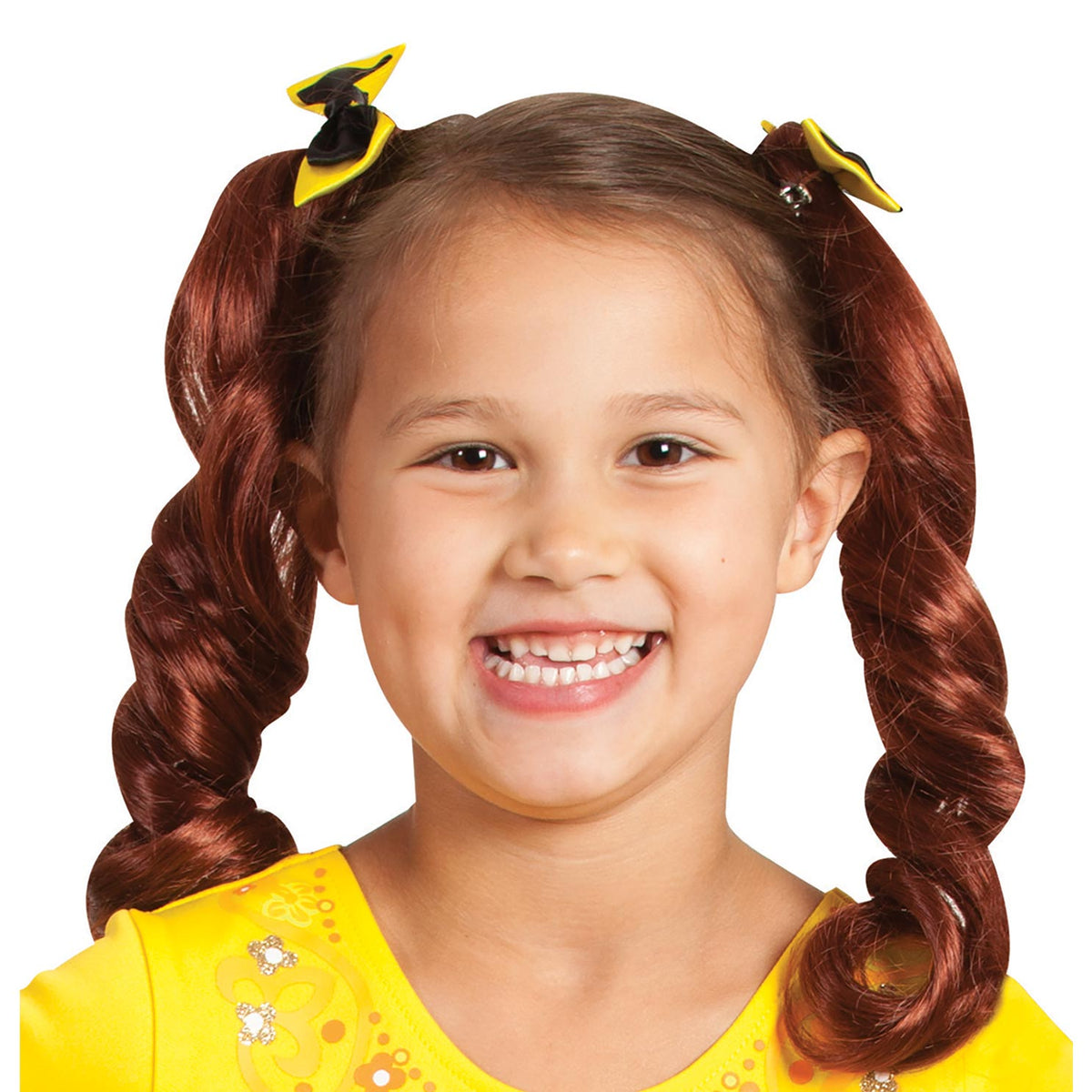 The Wiggles Yellow Wig Pigtails with Bows