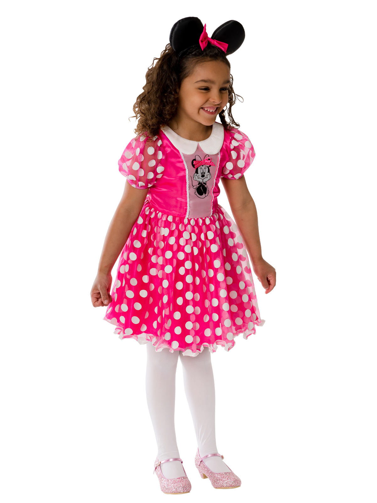 Minnie Mouse Dress Costume with Tulle Overlay and Sequin Bow Headband