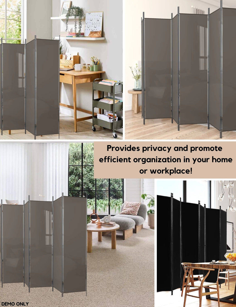 6-Panel Room Divider Black 300x180 cm