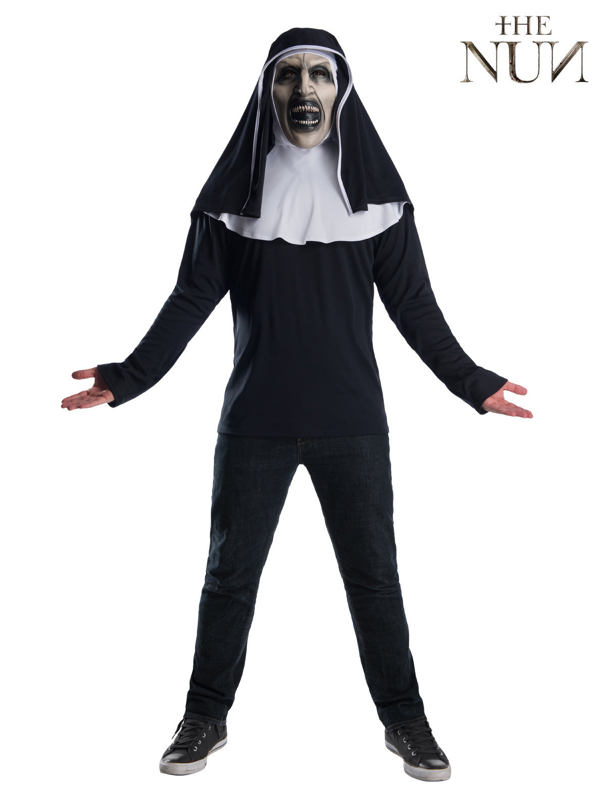 The Nun Costume for Adults Horror Movie Outfit with Mask Hood and Headpiece