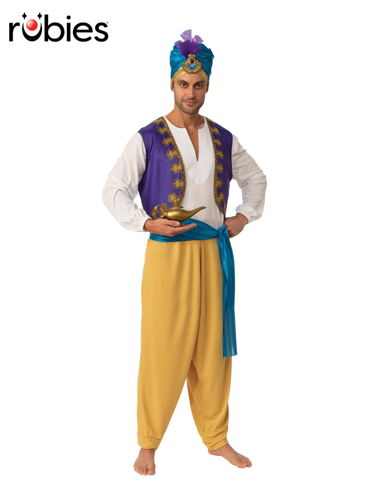Arabian Prince Costume for Adults Shirt Pants Vest Turban Belt Book Week Outfit