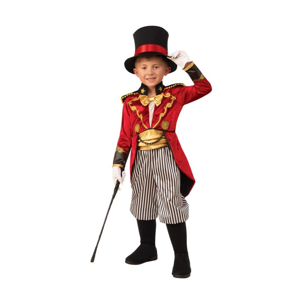 Circus Ringmaster Costume with Waistcoat, Pinstripe Pants and Top Hat - Red Colour