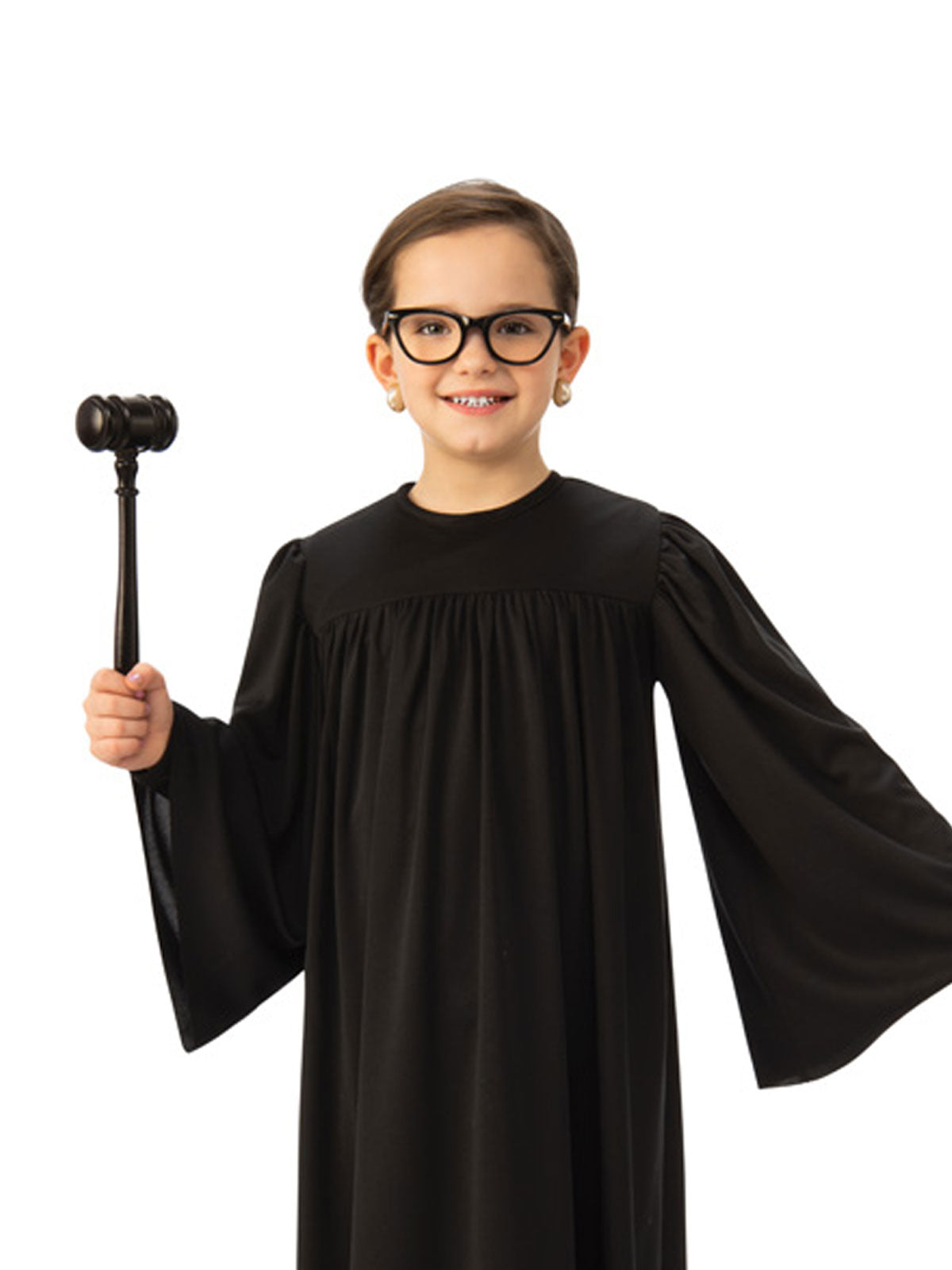 Kids Judge Costume Long Black Robe for Court Career Dress Up