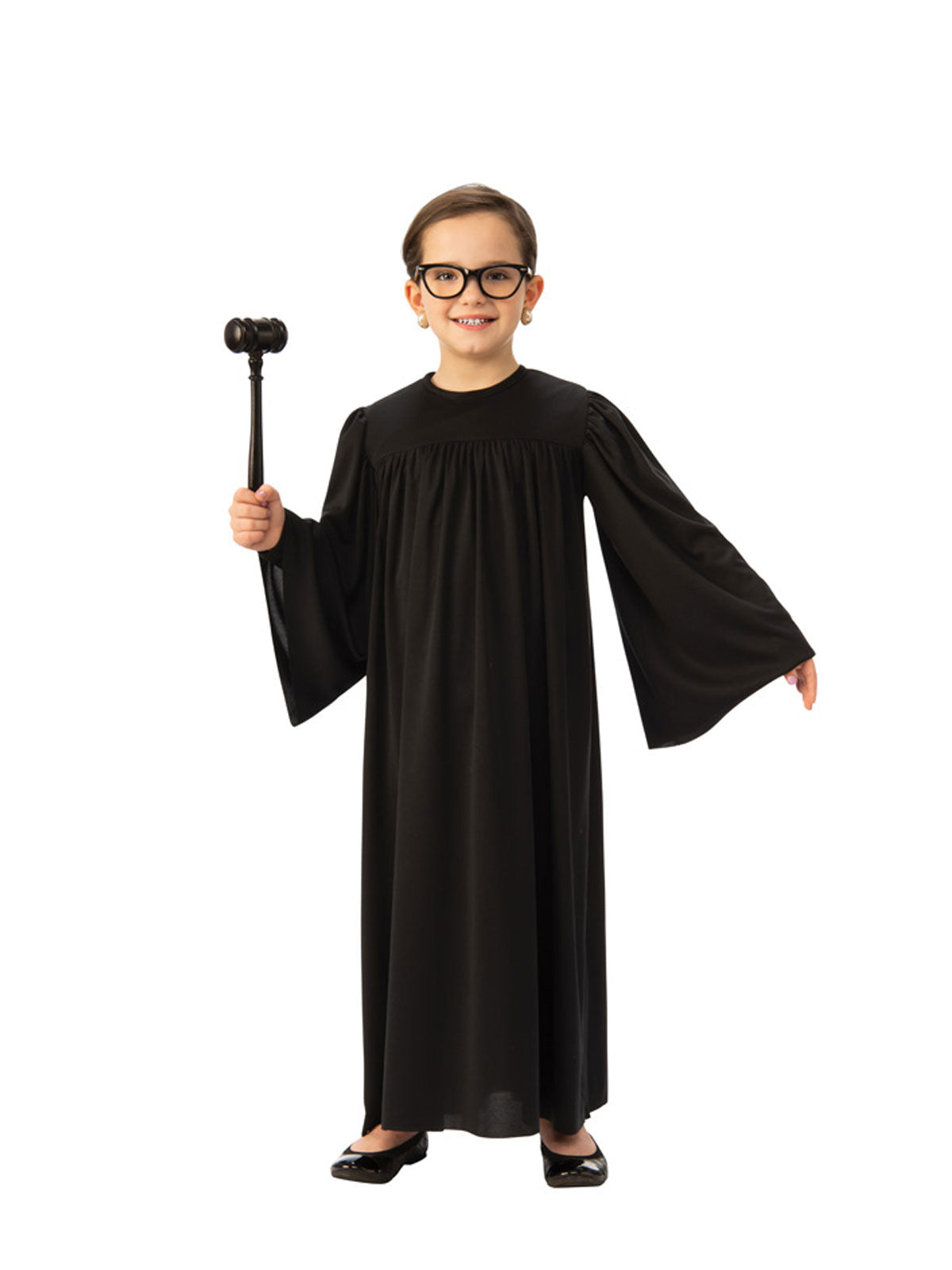 Kids Judge Costume Long Black Robe for Court Career Dress Up