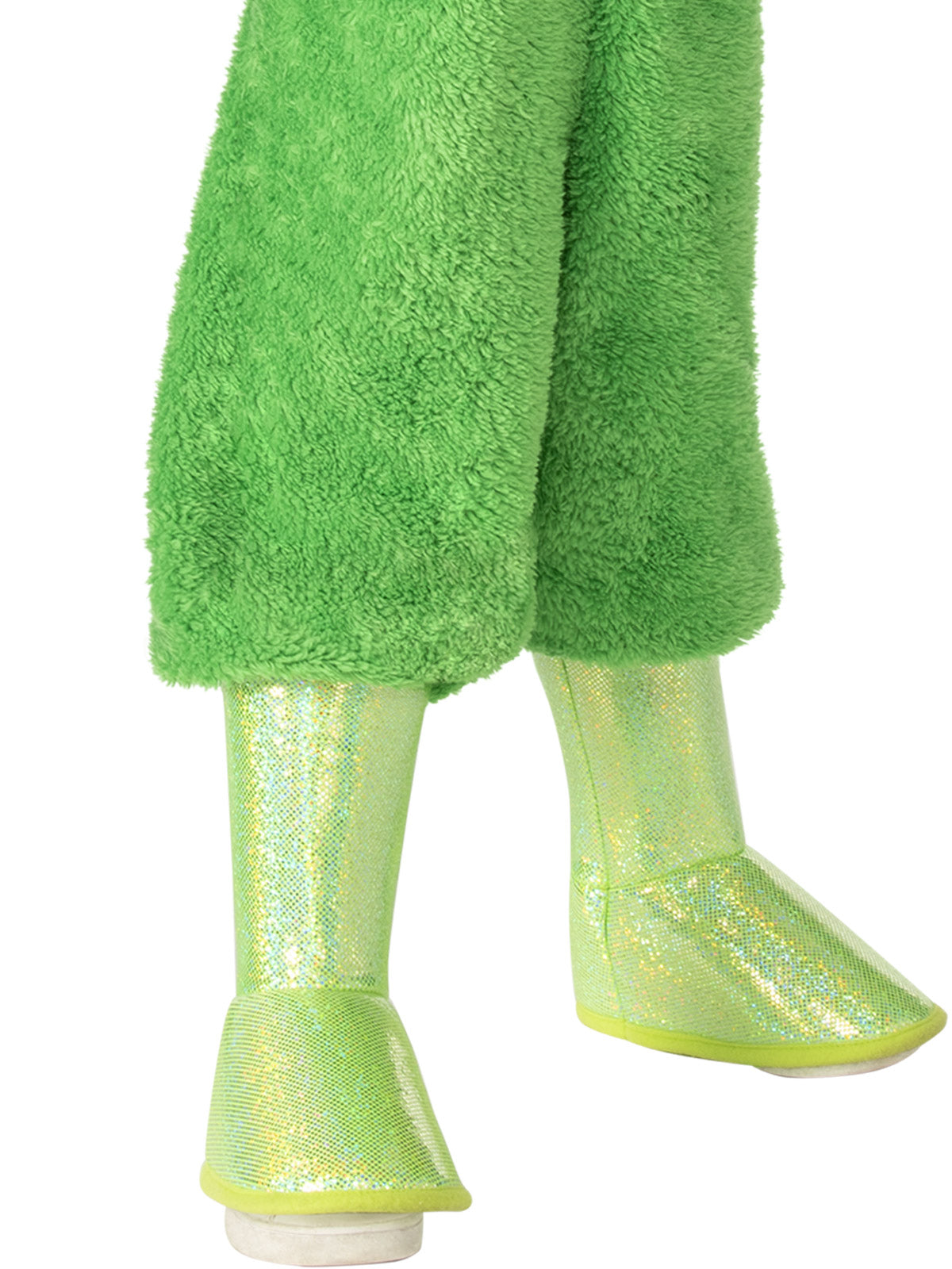 Alien Kids Costume – Fleece Jumpsuit with Headpiece &amp; Boot Tops for Halloween – Green Colour
