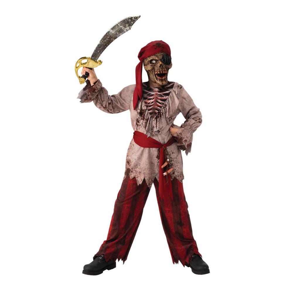 Kids Skeleton Pirate Costume with Mask Tunic Pants Sash Halloween Outfit