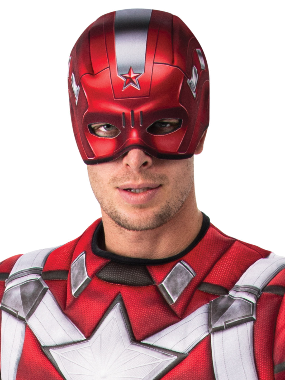 Marvel Red Guardian Costume for Adults with Muscle Chest Jumpsuit and Mask - Red Colour