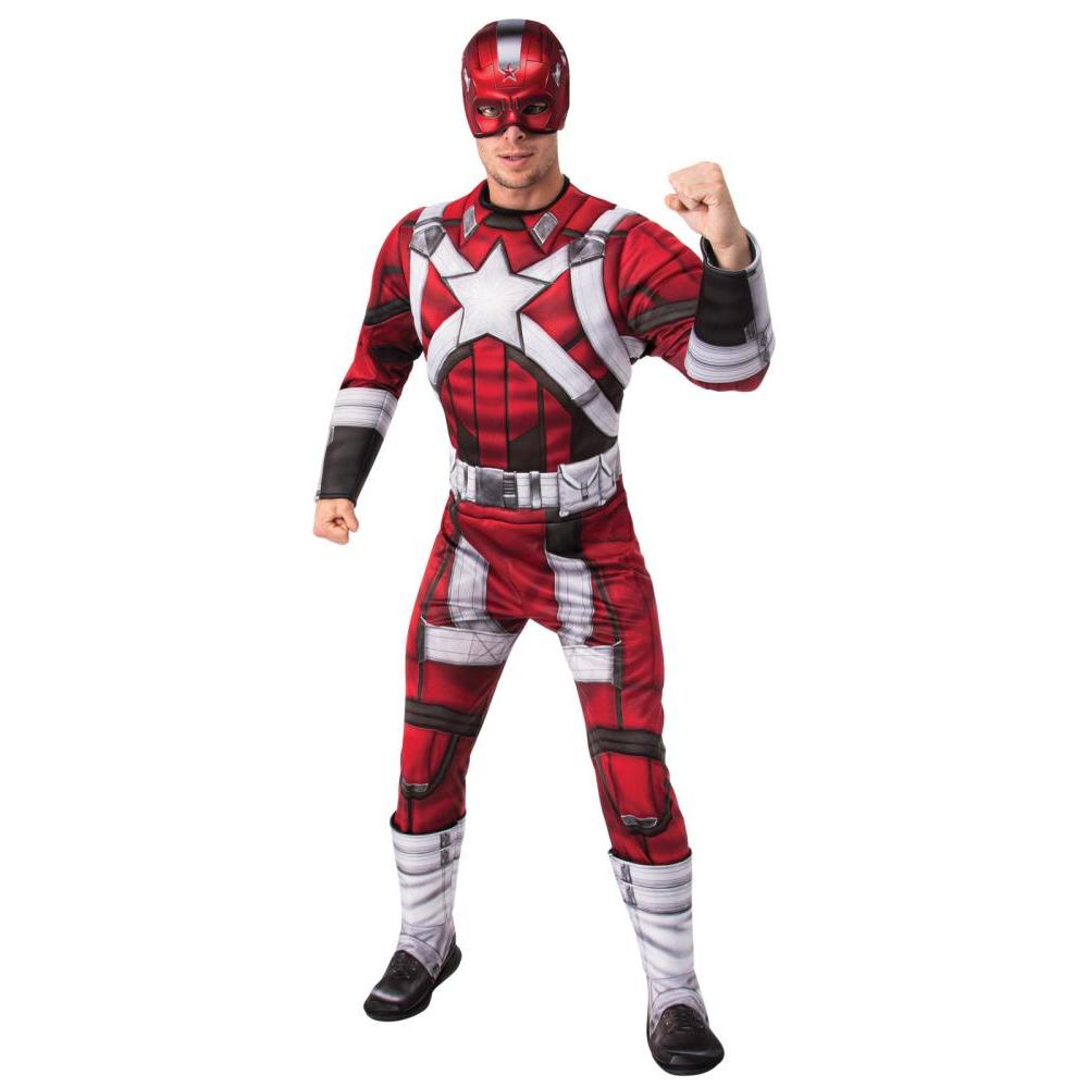 Marvel Red Guardian Costume for Adults with Muscle Chest Jumpsuit and Mask - Red Colour