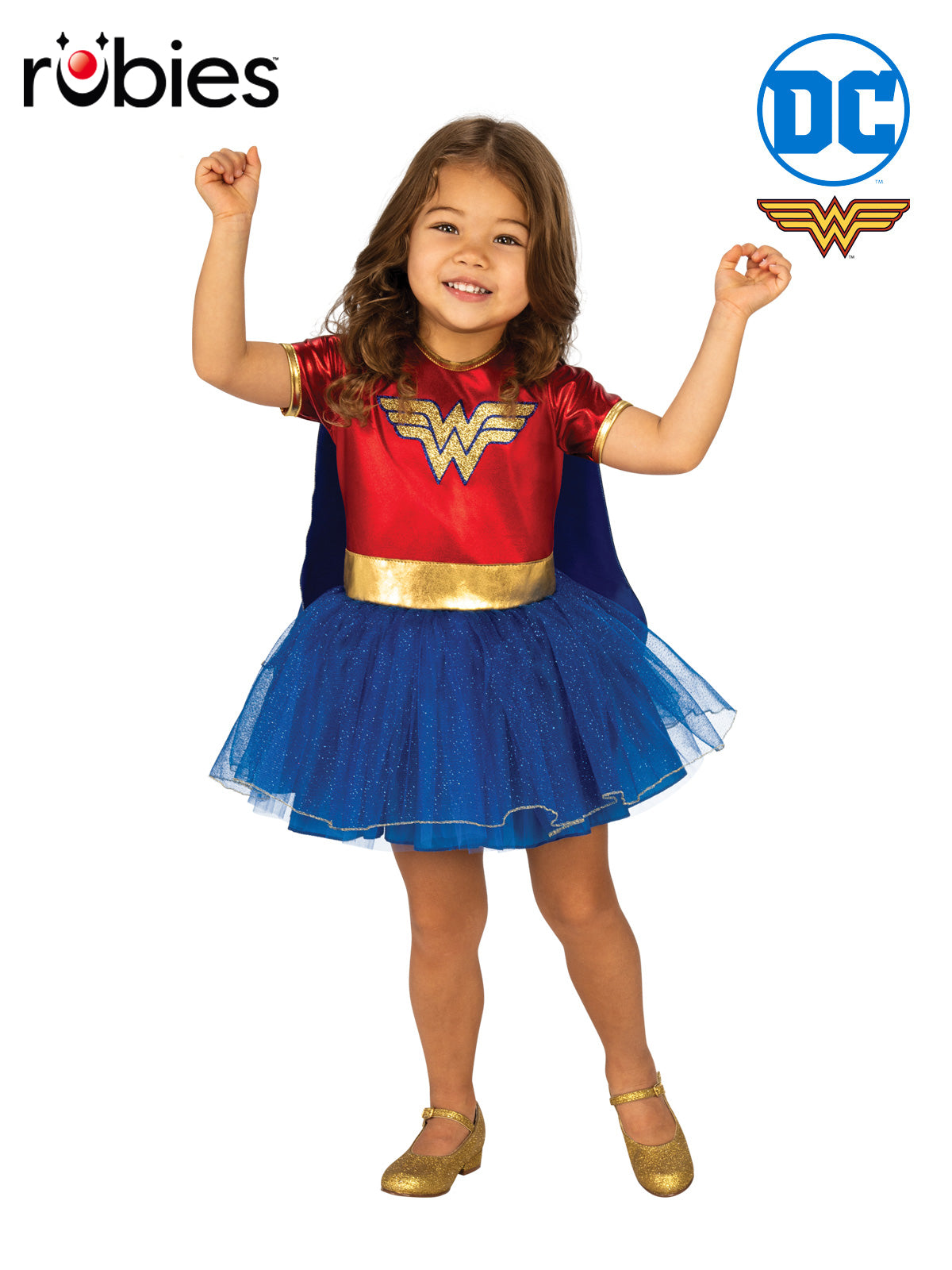 Wonder Woman Kids Costume with Logo Dress Cape and Belt