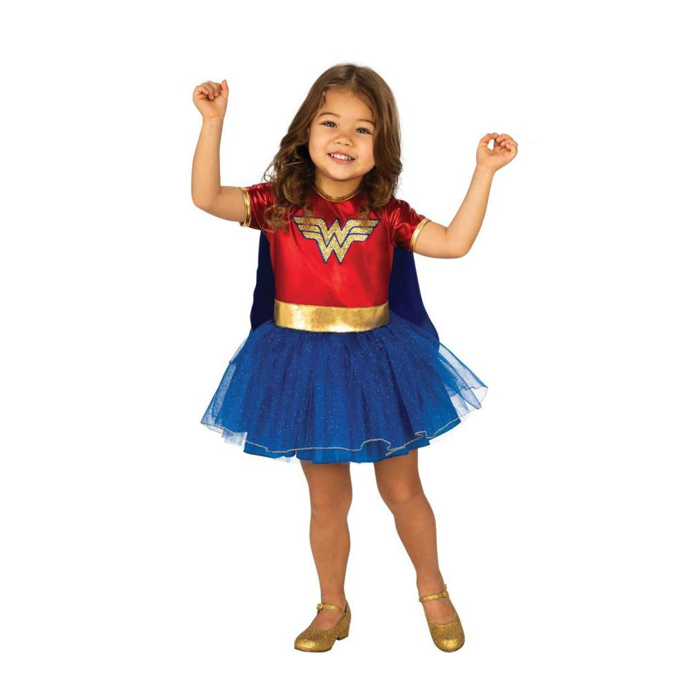 Wonder Woman Kids Costume with Logo Dress Cape and Belt