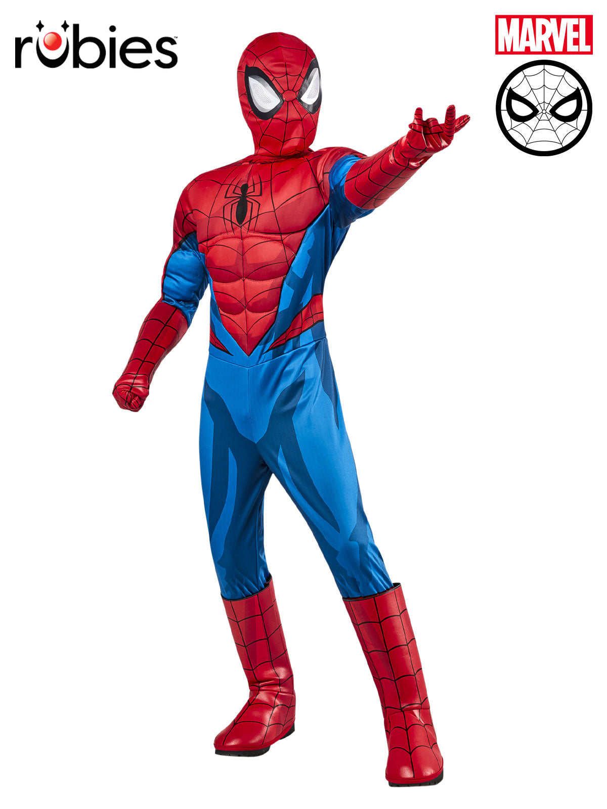 Spider Man Costume for Kids Muscle Chest Jumpsuit with Mask Gloves Superhero