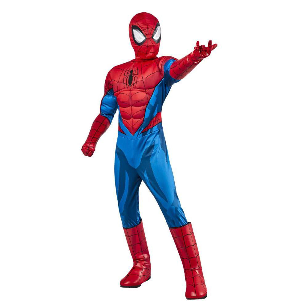 Spider Man Costume for Kids Muscle Chest Jumpsuit with Mask Gloves Superhero