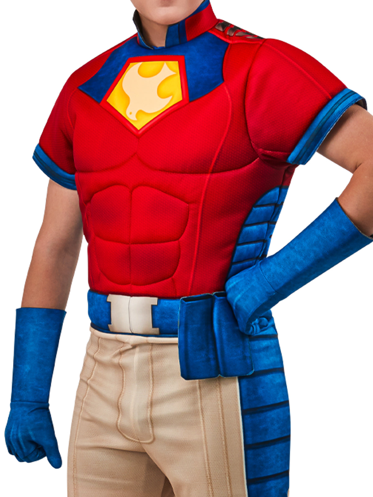 Peacemaker Muscle Chest Costume with Gloves and Mask for Teens and Adults