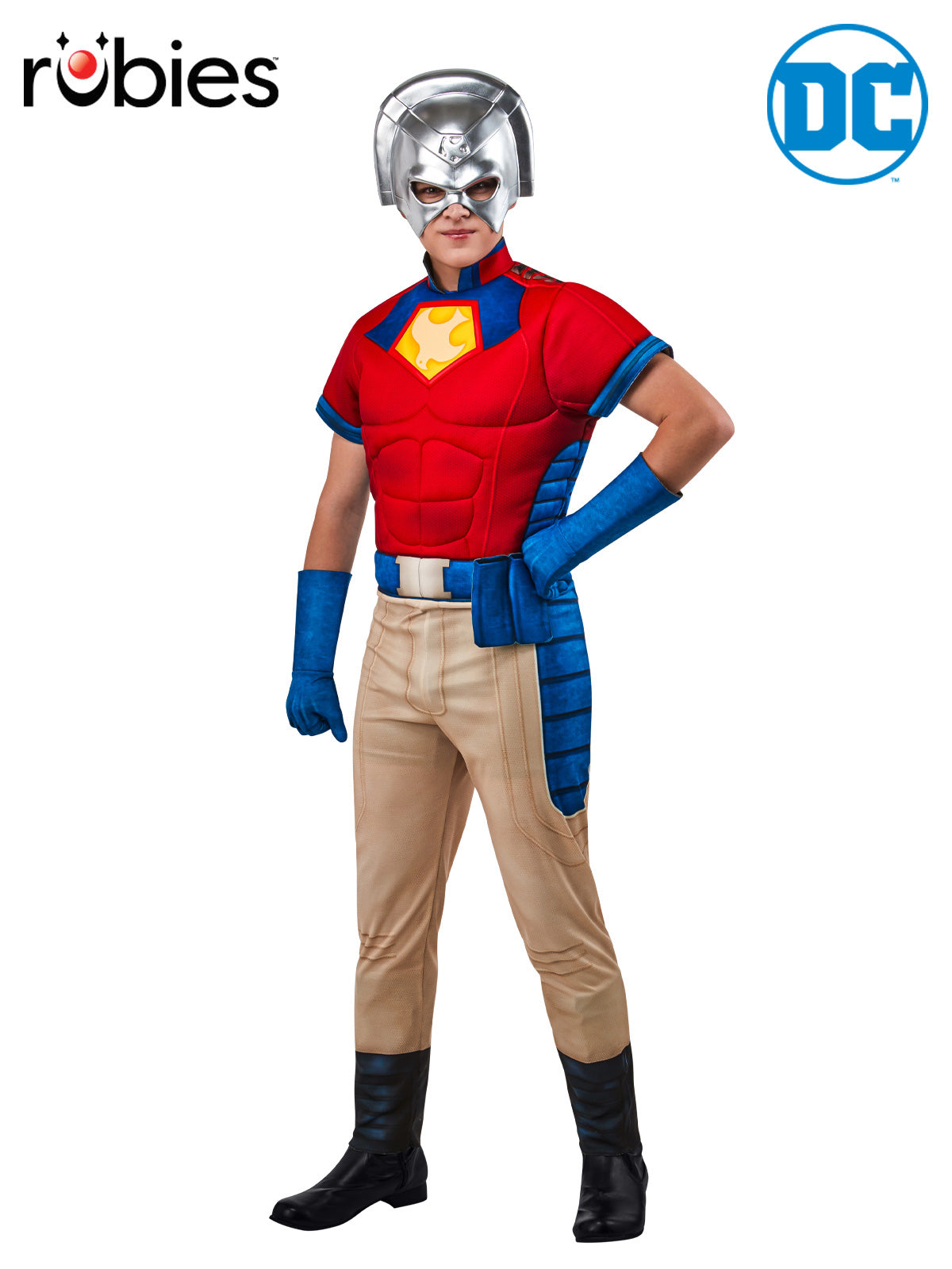 Peacemaker Muscle Chest Costume with Gloves and Mask for Teens and Adults