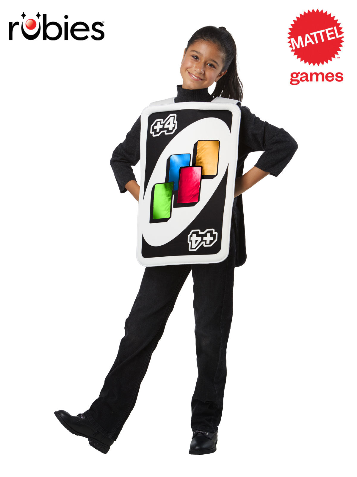 UNO Draw 4 Card Costume for Kids – Official Mattel Tabard for Dress-Up Fun