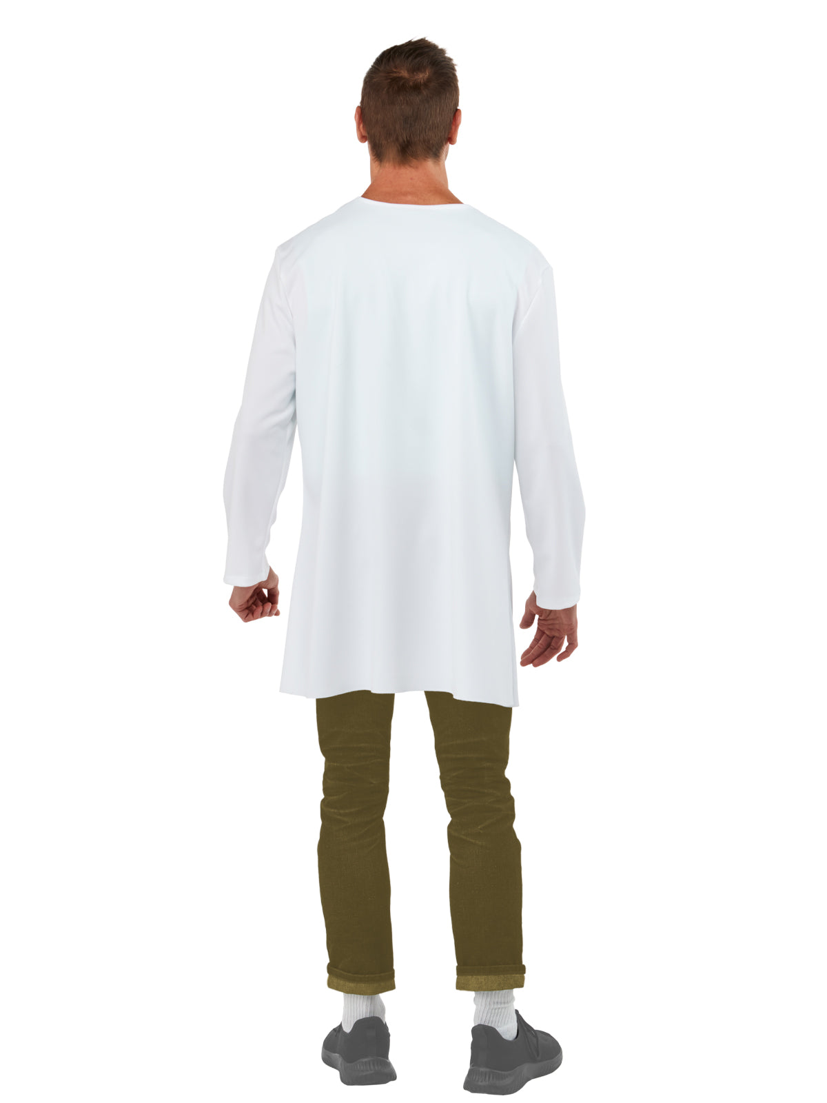 Rick and Morty Rick Sanchez Costume with Lab Coat, Top and Vacuform Mask - White Colour