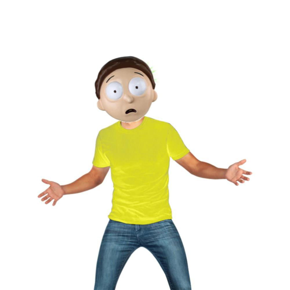Morty Costume Adult Rick and Morty Yellow Shirt with Mask