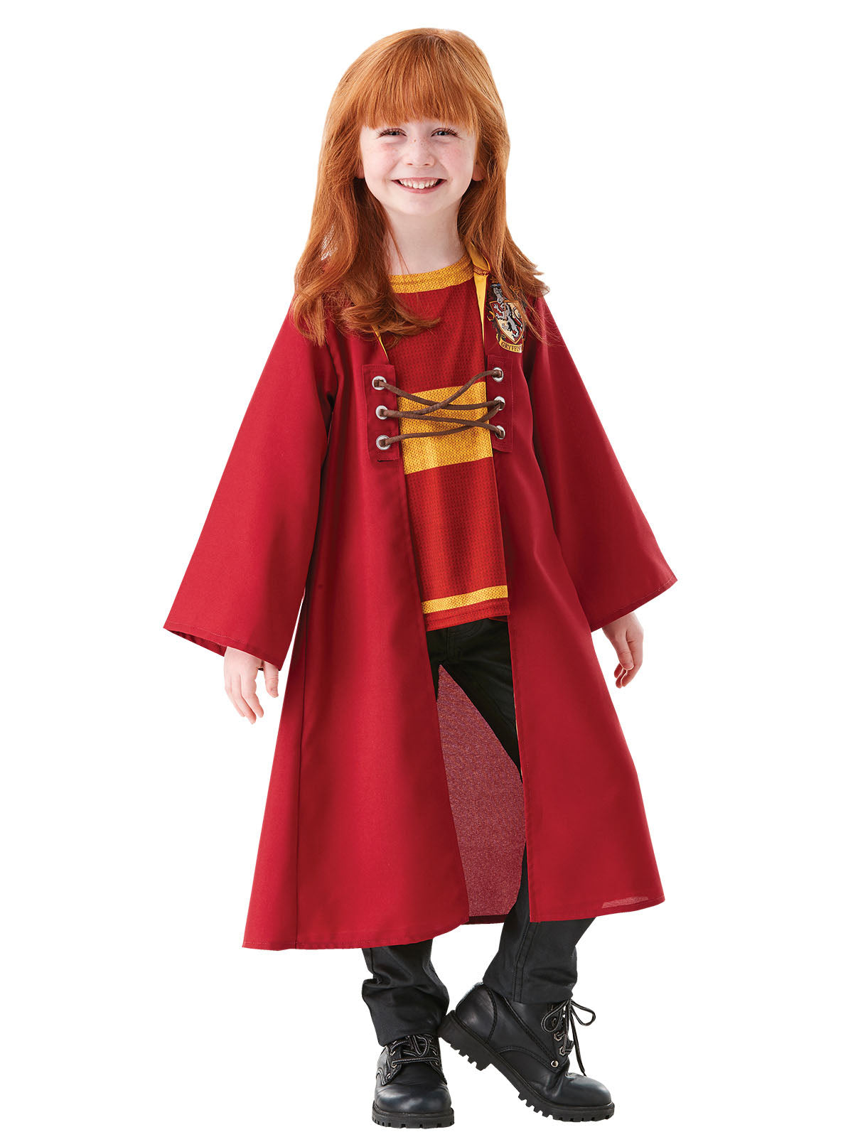 Harry Potter Gryffindor Quidditch Robe Costume with Hood and Emblem for Adults - Multi Colour