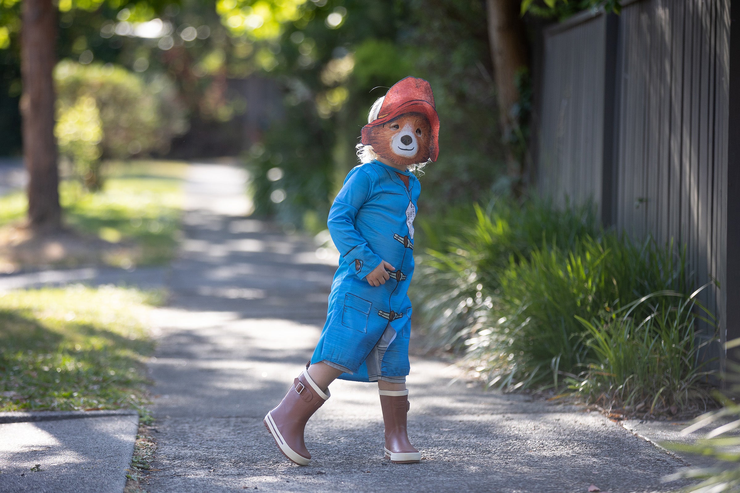 Paddington Bear Kids Costume – Official Licensed Blue Tunic with Mask and Red Hat, Blue Colour