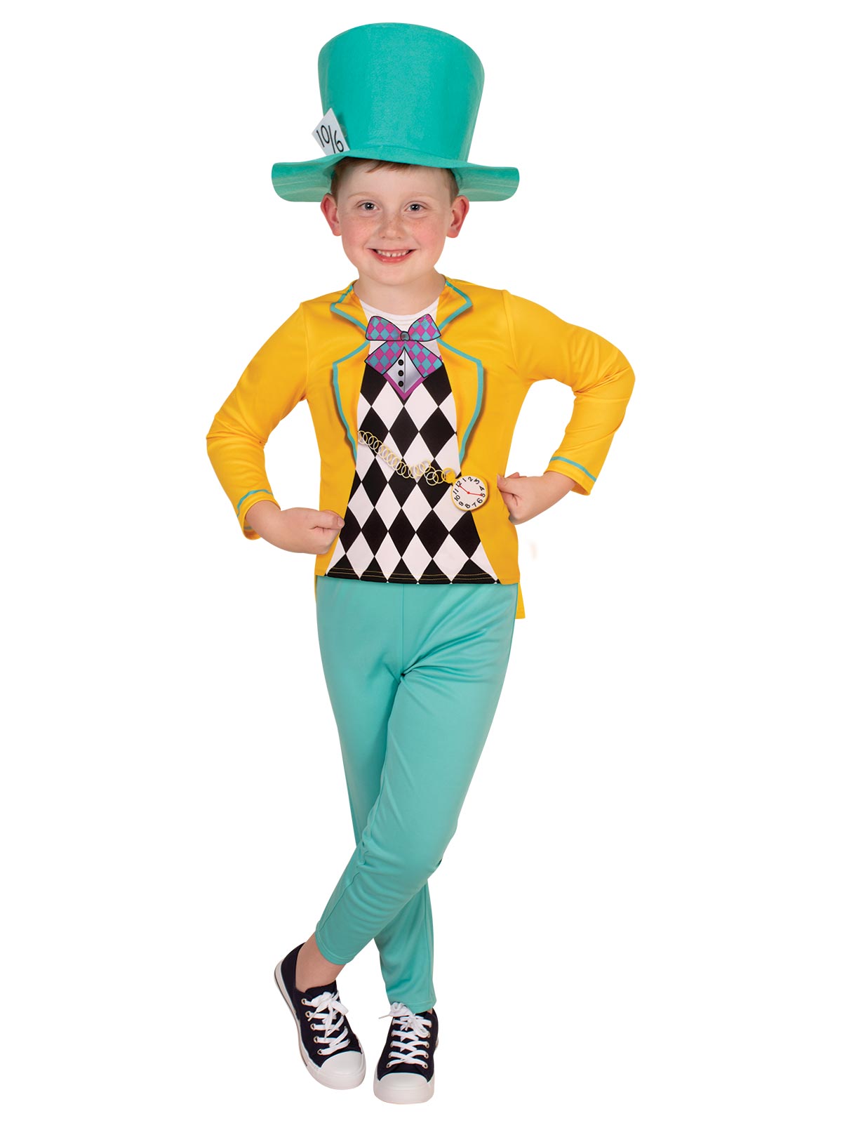 Mad Hatter Costume Child Alice in Wonderland Outfit with Hat Top and Pants