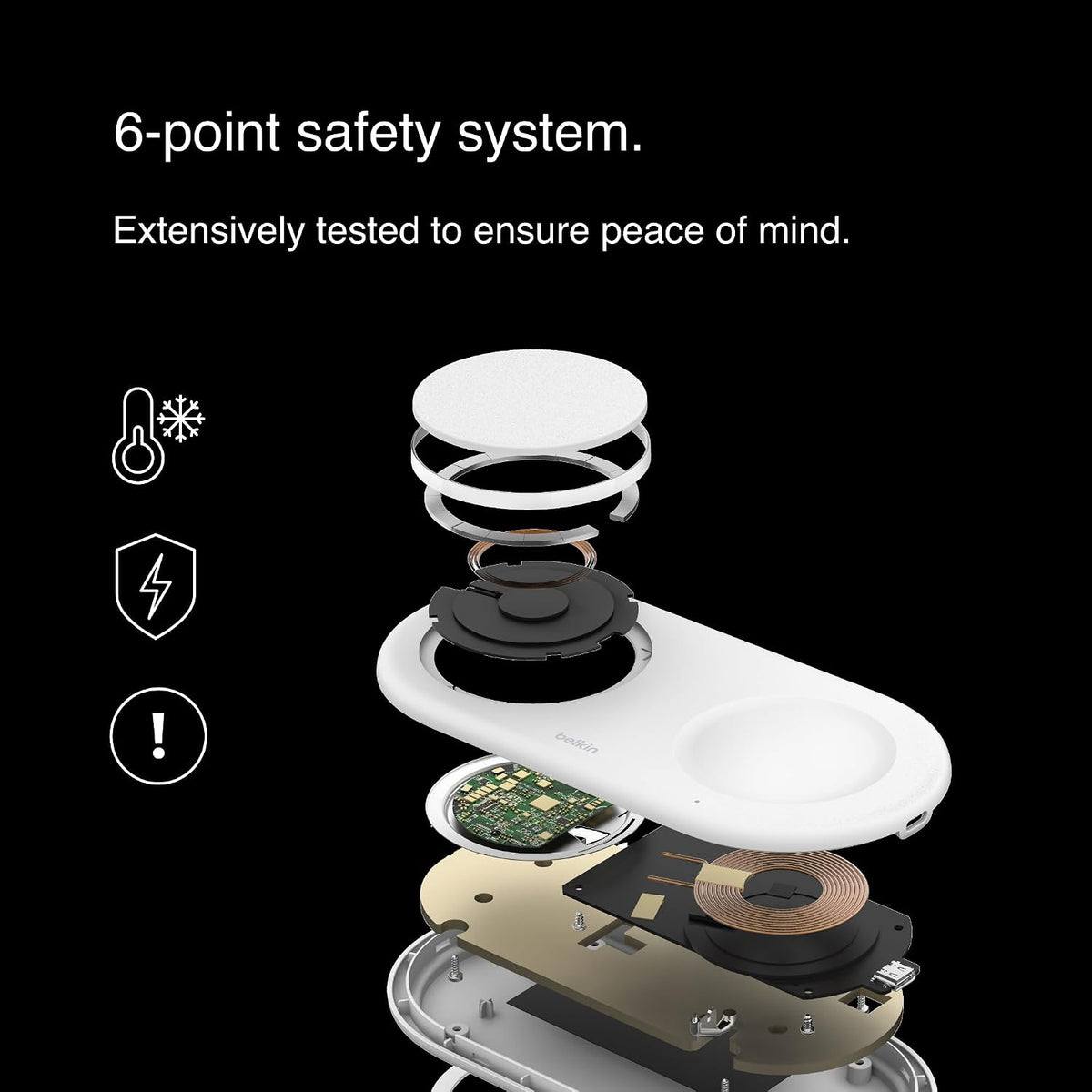 Belkin 2-in-1 Qi2 Magnetic Wireless Charger 15W iPhone AirPods White Fast Charge