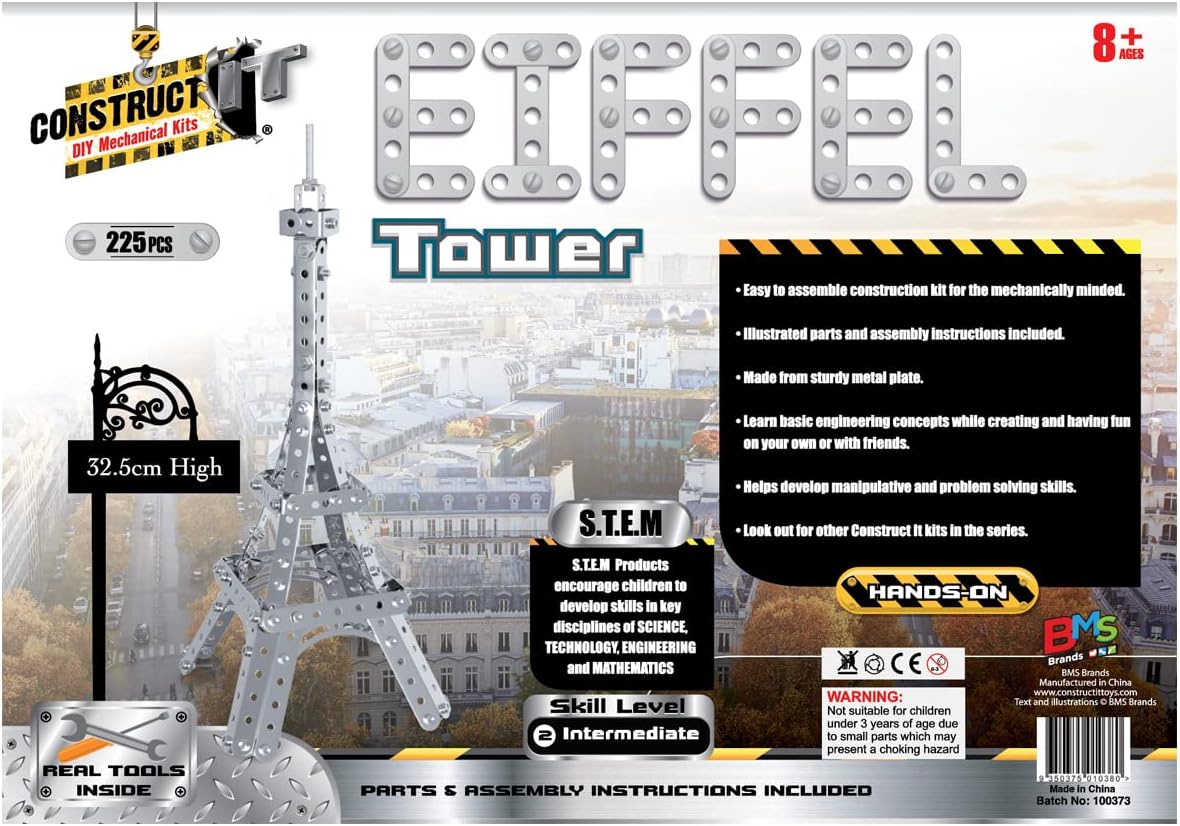 Construct IT Eiffel Tower – 225 Pieces Paris Monument Construction Set – STEM Education Toys for 8+ Year Olds – Build Your Own Eiffel Tower