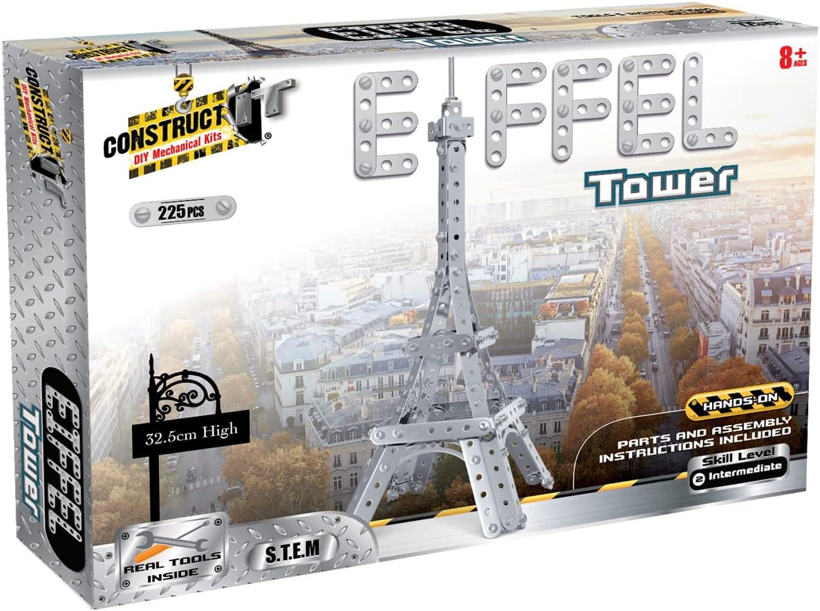 Construct IT Eiffel Tower – 225 Pieces Paris Monument Construction Set – STEM Education Toys for 8+ Year Olds – Build Your Own Eiffel Tower