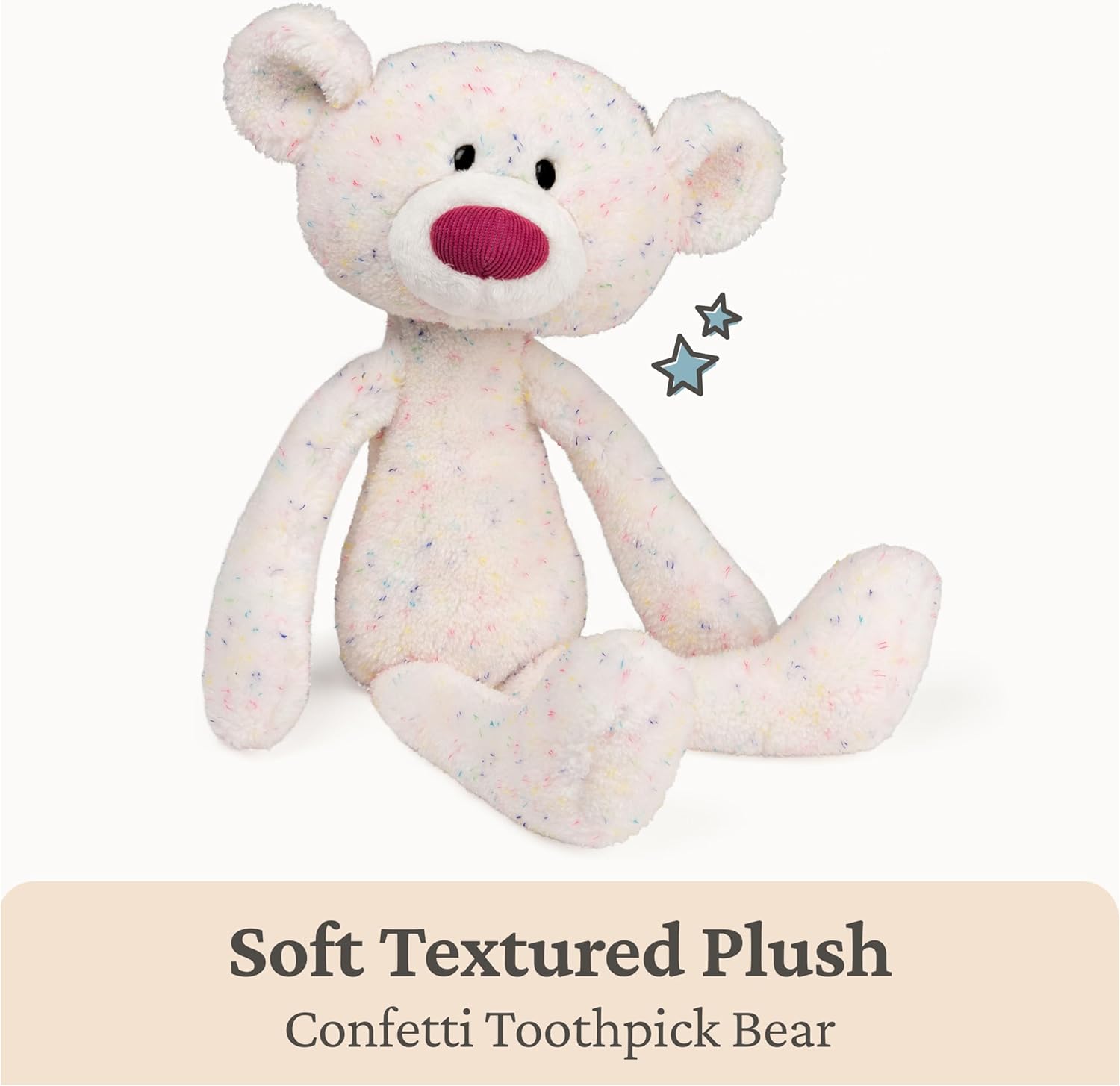 Gund Toothpick Confetti Teddy Bear Kids Soft Toy – 38 cm – White
