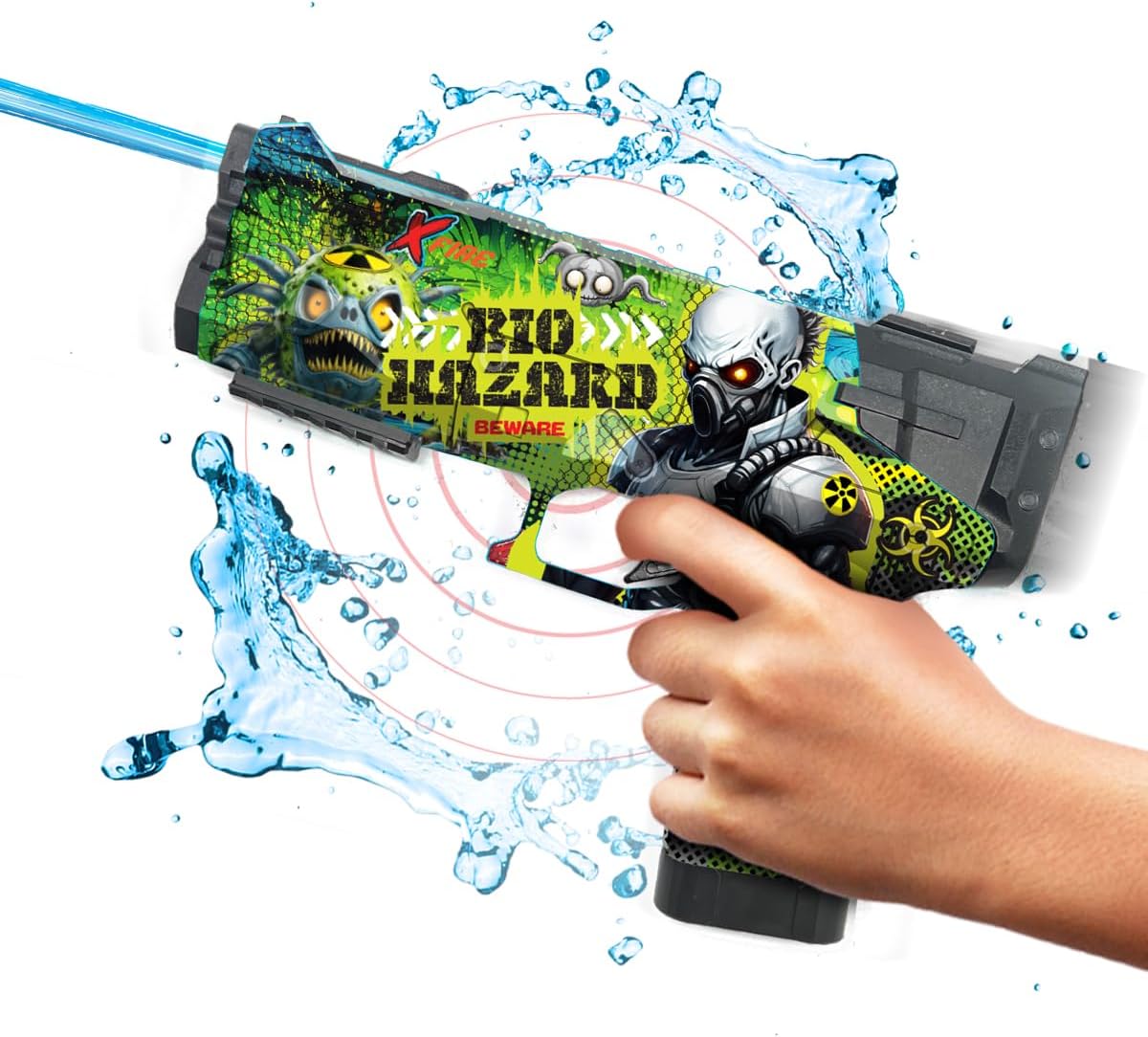 Kazaang CrossXFire AquaZ Biohazard Electric Water Gun – 10m Range, 1200mAh Rechargeable Battery, Medium Size