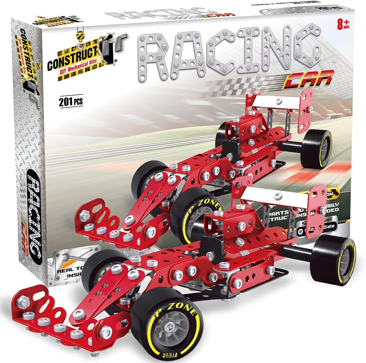 Construct IT Red Racing Car - 201-Piece Construction Kit - Build Your Own Racing Car - STEM Education Toys for Ages 8+